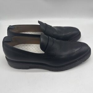 Romano Martegani Penny Loafers Men 11‎ Black Leather Vibram Lug Sole Italy Dress